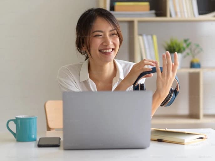 woman using tablet